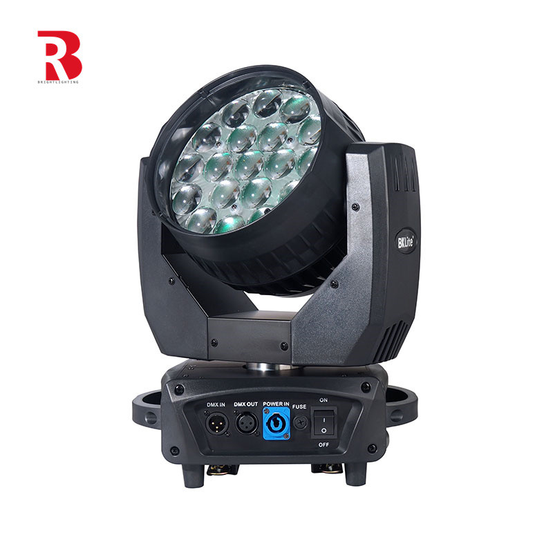LED 이동 헤드 줌 및 회전 19pcs 15W 4-in-1 비에 빔 스테이지 라이트
