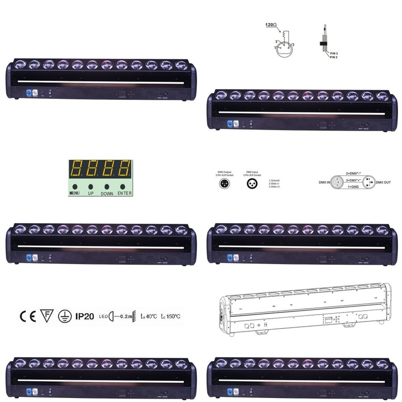 12x30W 4-in-1 RGBW LED 빔 바 이동 헤드 빔 레이저 스테이지 라이트 이벤트