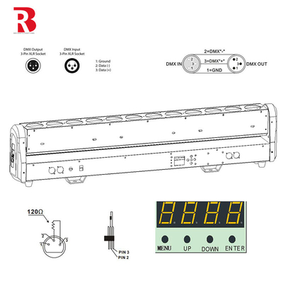 RGBW 4인1 LED 빔 세척 스테이지 DMX512 LED 픽셀 바 12pcs 30W